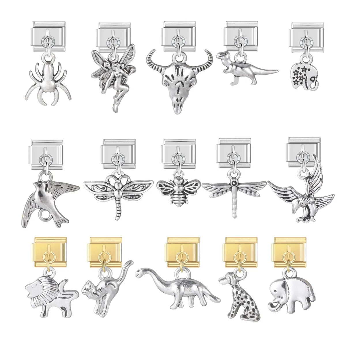 1 Piece Alloy Spider Elephant Italian Charms