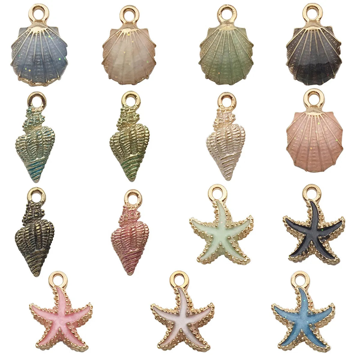 1 Piece Alloy Starfish Conch Shell Pendant