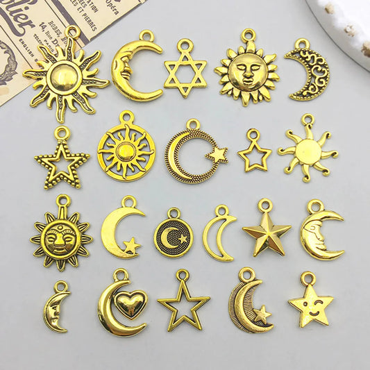 20 Models Per Model 1, 20/Pack Alloy Sun Star Moon Pendant