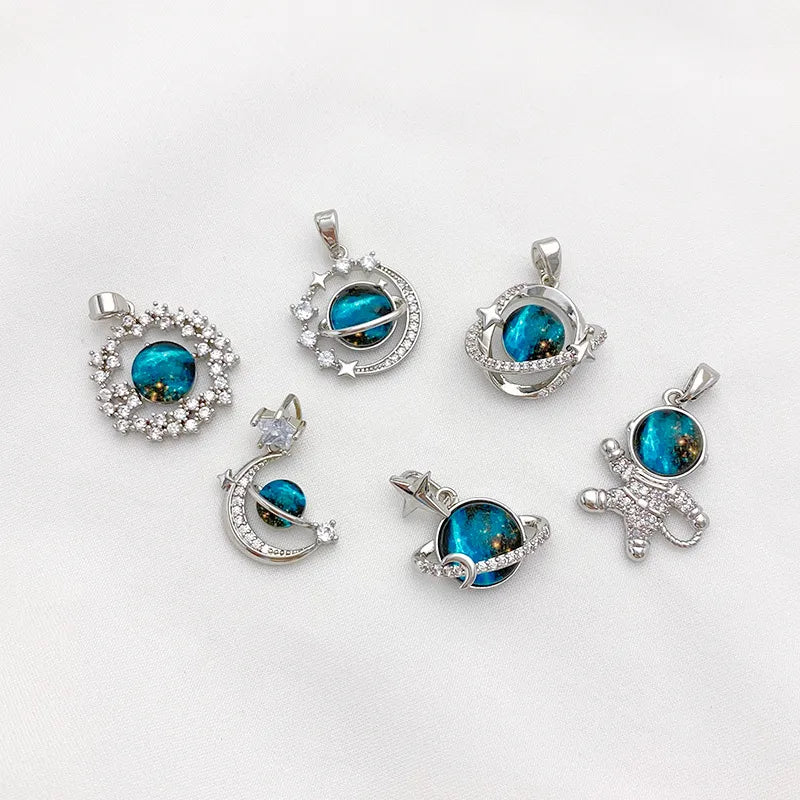 1 Piece Alloy Zircon Solid Color Pendant