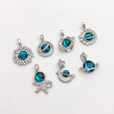 1 Piece Alloy Zircon Solid Color Pendant