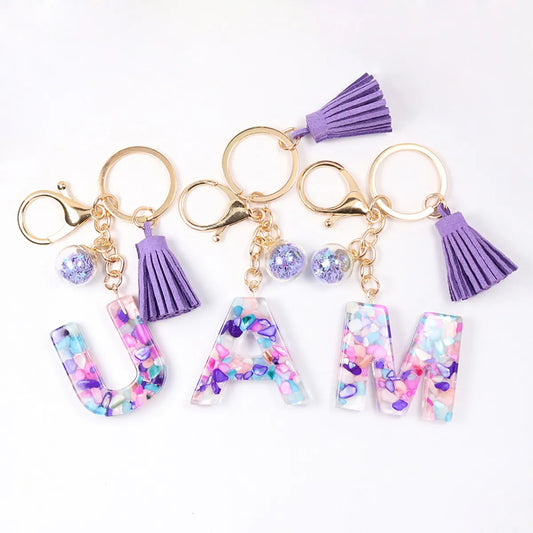 1 Piece Artistic Letter Alloy Plastic Resin Couple Bag Pendant Keychain