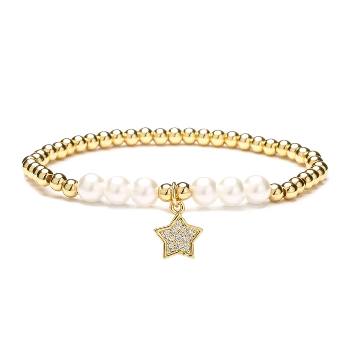 1 Piece Artistic Star Moon Eye Copper Pearl Inlay Zircon Bracelets