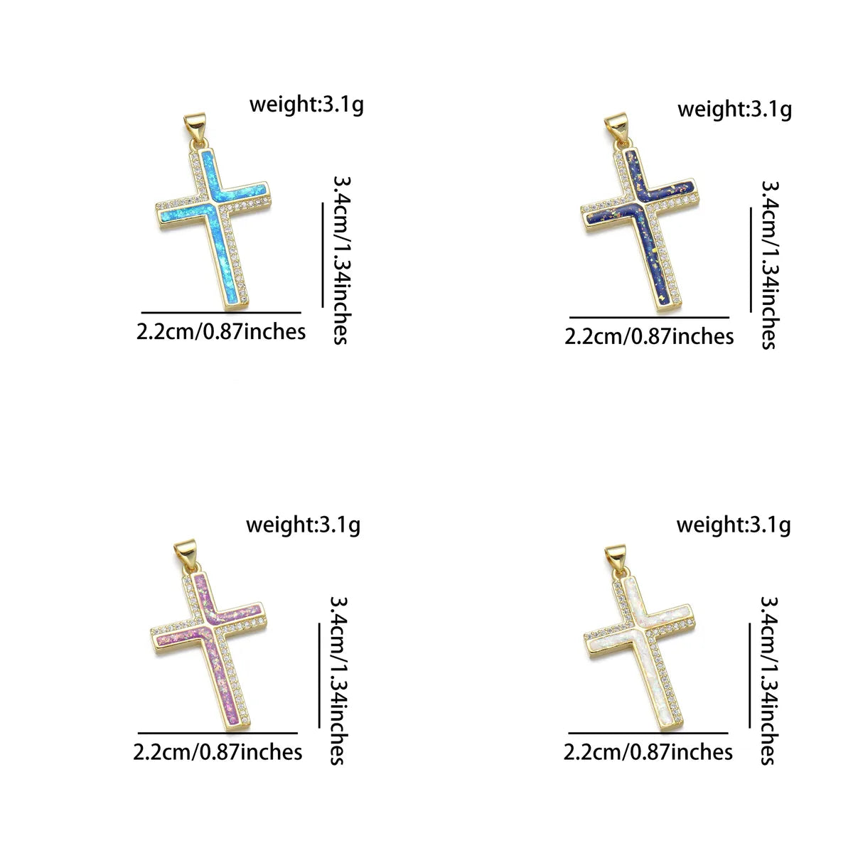 1 Piece Basic Cross Copper Plating Inlay Jewelry Accessories