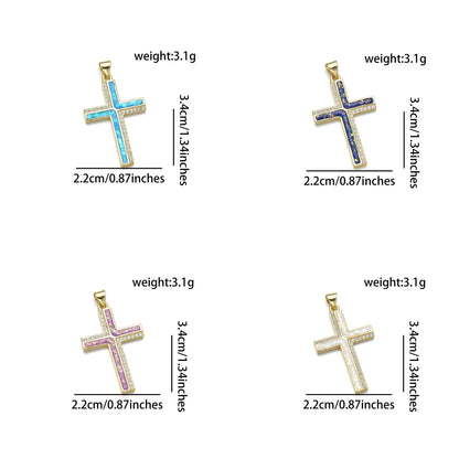 1 Piece Basic Cross Copper Plating Inlay Jewelry Accessories