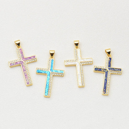 1 Piece Basic Cross Copper Plating Inlay Jewelry Accessories