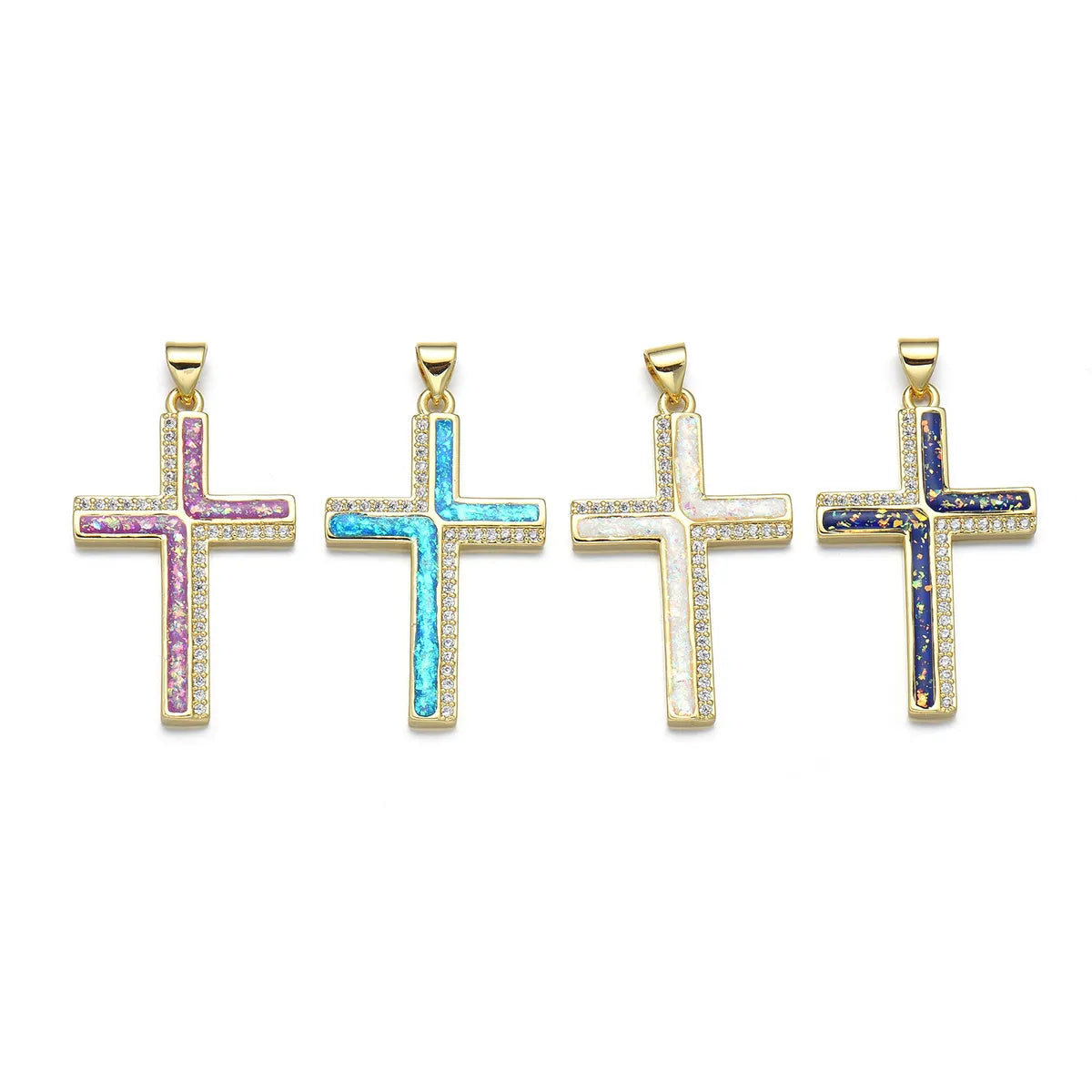 1 Piece Basic Cross Copper Plating Inlay Jewelry Accessories