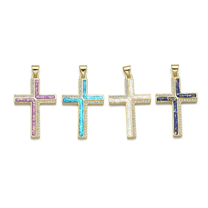 1 Piece Basic Cross Copper Plating Inlay Jewelry Accessories