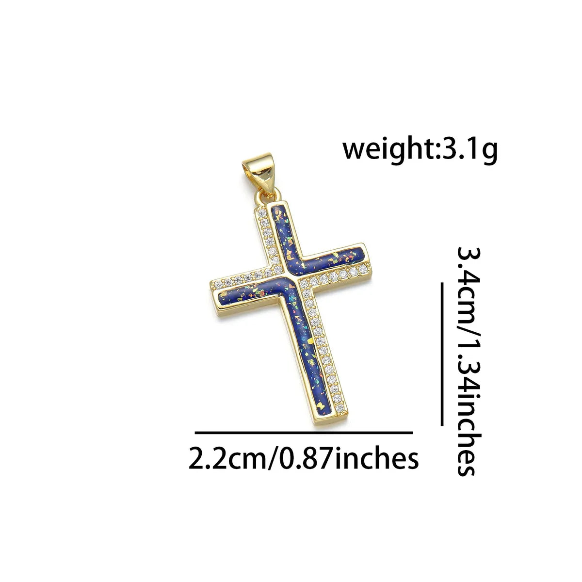 1 Piece Basic Cross Copper Plating Inlay Jewelry Accessories