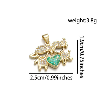 1 Piece Basic Heart Shape Copper Plating Inlay Jewelry Accessories