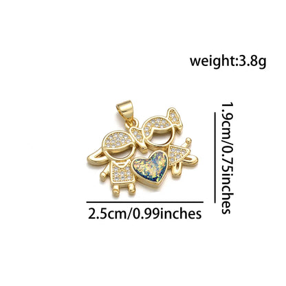 1 Piece Basic Heart Shape Copper Plating Inlay Jewelry Accessories