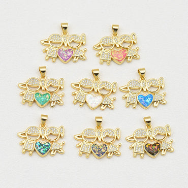 1 Piece Basic Heart Shape Copper Plating Inlay Jewelry Accessories