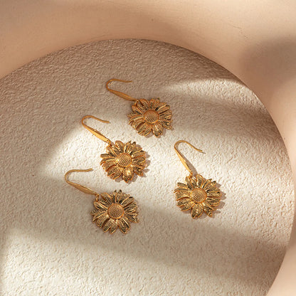 1 Piece Basic Modern Style Classic Style Flower Plating 304 Stainless Steel 14K Gold Plated Drop Earrings Ear Studs