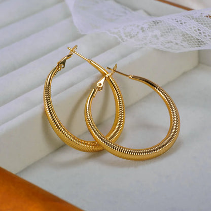 1 Piece Basic Modern Style Solid Color Stainless Steel Hoop Earrings