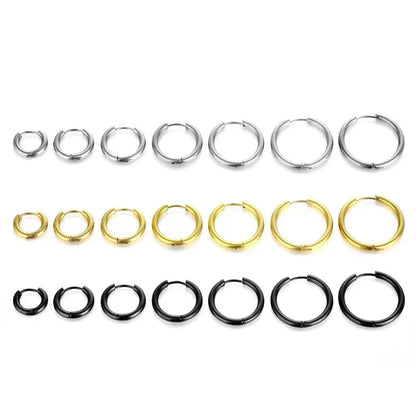 1 Piece Basic Round Plating Titanium Steel 18k Gold Plated Earrings