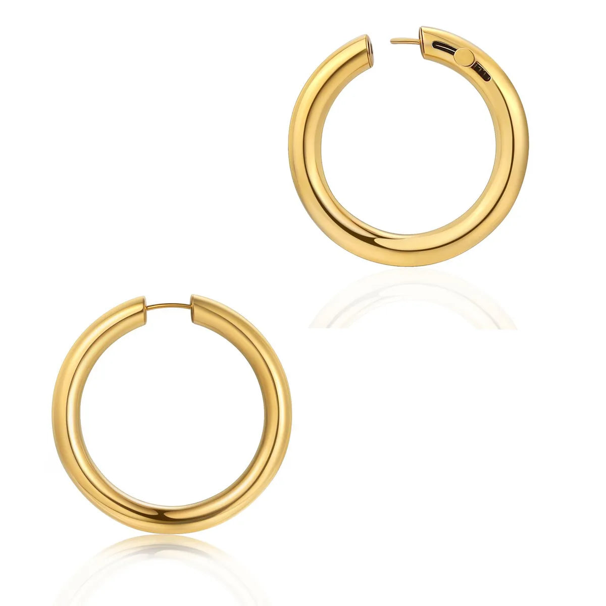 1 Piece Basic Simple Style C Shape Geometric Plating 304 Stainless Steel Hoop Earrings