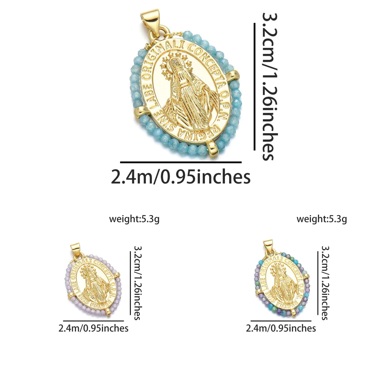 1 Piece Basic Virgin Mary Copper Beaded Plating Pendant Jewelry Accessories