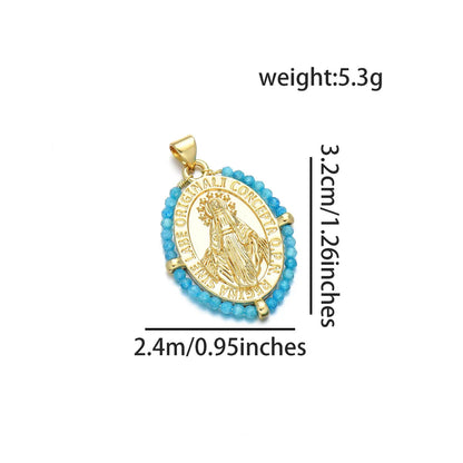 1 Piece Basic Virgin Mary Copper Beaded Plating Pendant Jewelry Accessories