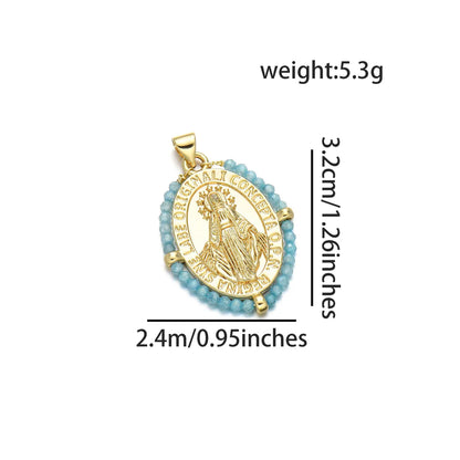 1 Piece Basic Virgin Mary Copper Beaded Plating Pendant Jewelry Accessories