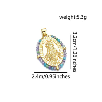 1 Piece Basic Virgin Mary Copper Beaded Plating Pendant Jewelry Accessories