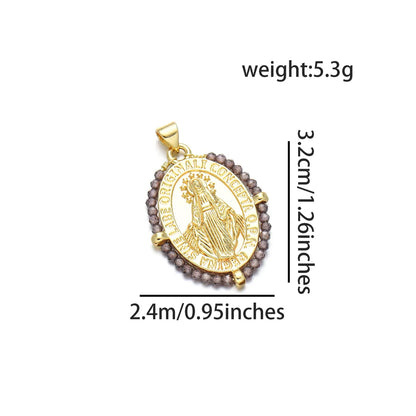 1 Piece Basic Virgin Mary Copper Beaded Plating Pendant Jewelry Accessories