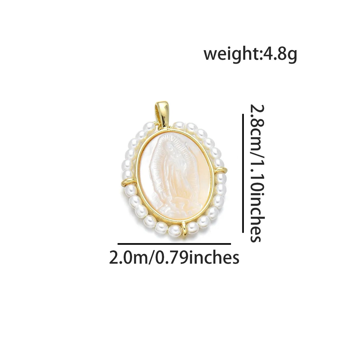 1 Piece Copper Artificial Pearls Shell 18K Gold Plated Inlay Polished Pendant