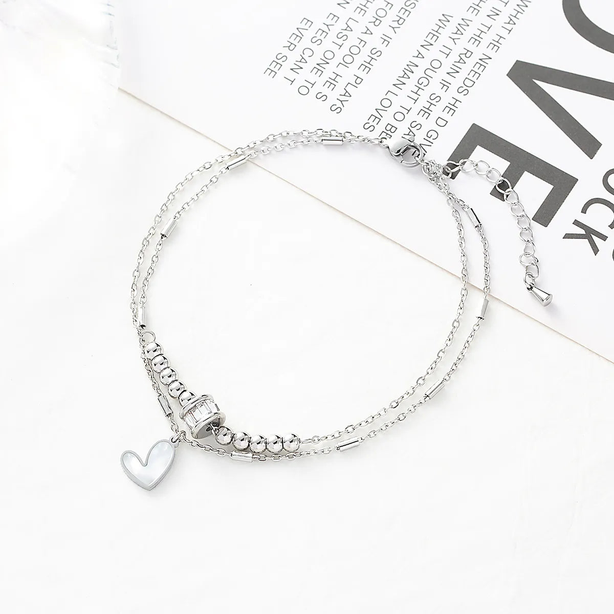 Beach Heart Shape Stainless Steel Layered Plating Inlay Zircon 18k Gold Plated Platinum Plated Women's Anklet