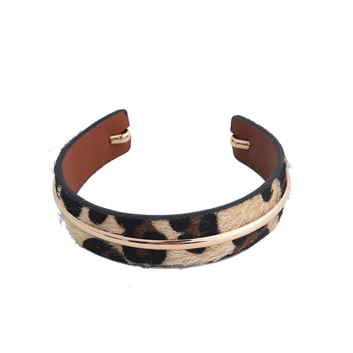 1 Piece Beach Leopard Pu Leather Metal Women'S Bangle