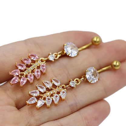 1 Piece Belly Rings Casual Elegant Classic Style Water Droplets Heart Shape 316 Stainless Steel  Alloy Inlay Resin Rhinestones Glass Gold Plated