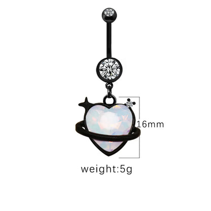 1 Piece Belly Rings Casual Hip-Hop Moon Heart Shape Stainless Steel Arylic Alloy Plating Acrylic Glass White Gold Plated Silver Plated Belly Ring