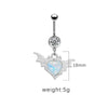 1 Piece Belly Rings Cute Pastoral Simple Style Star Heart Shape Wings Stainless Steel Alloy Plating Inlay Acrylic Rhinestones Glass White Gold Plated