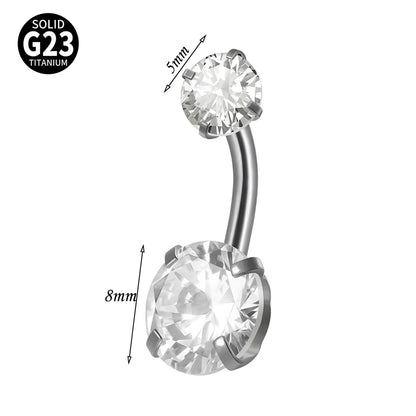 1 Piece Belly Rings Elegant Hawaiian Tropical Round Square Heart Shape G23 Titanium Alloy Inlay Zircon Belly Rings