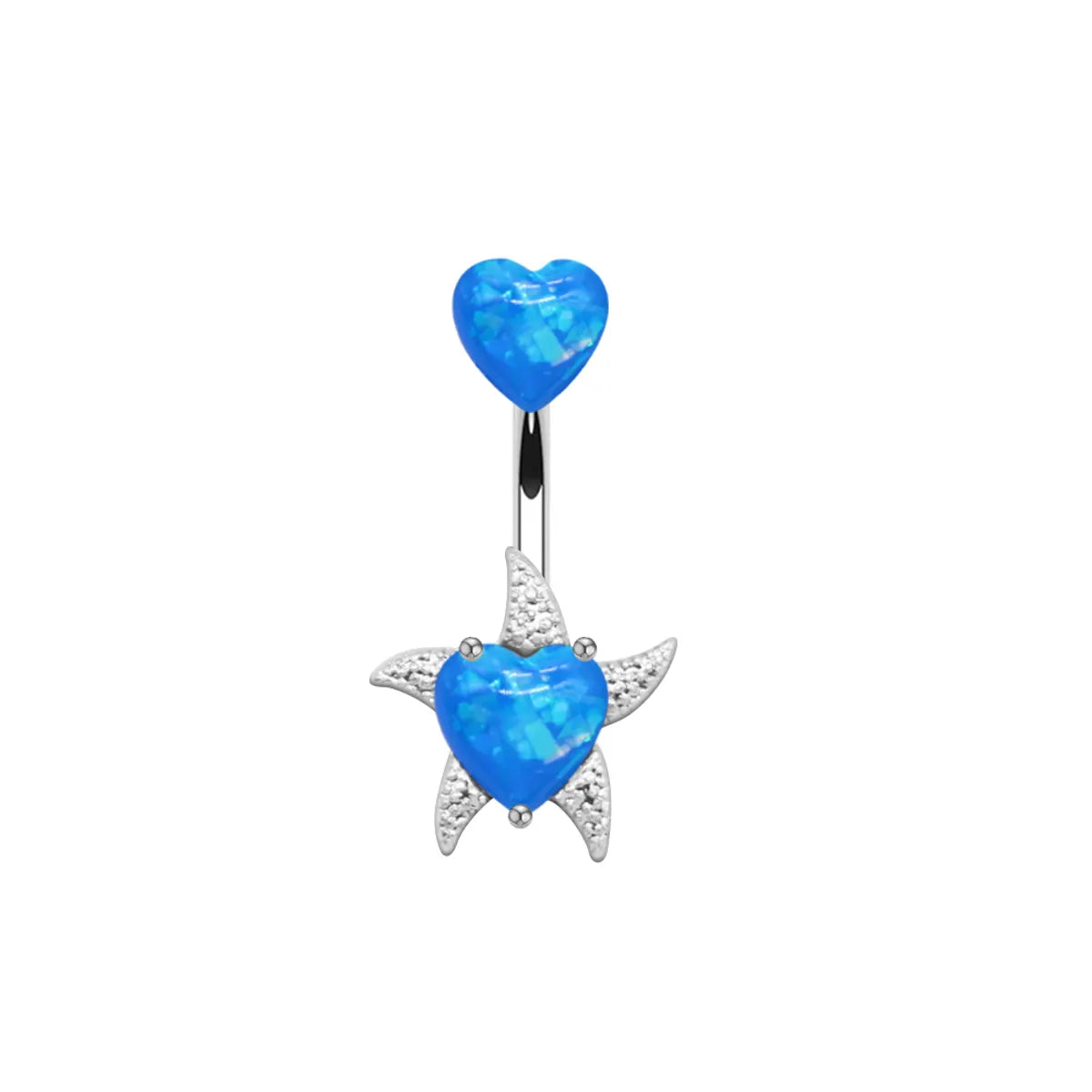 1 Piece Belly Rings Elegant Heart Shape Butterfly Stainless Steel Plating Inlay Rhinestones Opal Belly Ring