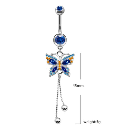 1 Piece Belly Rings Elegant Heart Shape Butterfly Stainless Steel Plating Inlay Rhinestones Opal Belly Ring