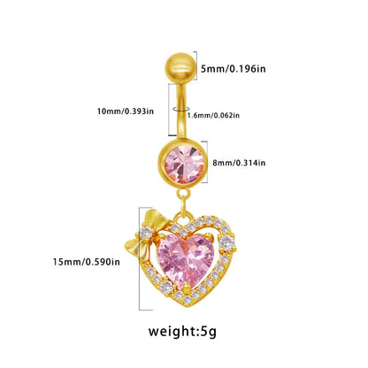 1 Piece Belly Rings Elegant Sexy Classic Style Sun Heart Shape Butterfly 316 Stainless Steel  Alloy Inlay Resin Rhinestones Glass Gold Plated