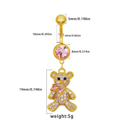 1 Piece Belly Rings Elegant Sexy Classic Style Sun Heart Shape Butterfly 316 Stainless Steel  Alloy Inlay Resin Rhinestones Glass Gold Plated