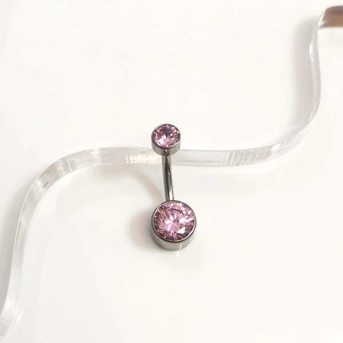 1 Piece Belly Rings Elegant Simple Style Solid Color Pure Titanium Inlay Zircon Belly Rings