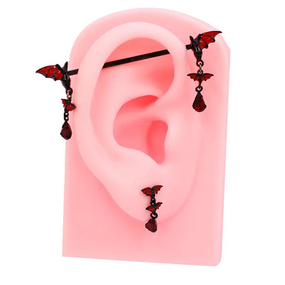 1 Piece Belly Rings Gothic Retro Wings Bat 316 Stainless Steel  Alloy Copper Epoxy Inlay Resin Glass White Gold Plated Ear Cartilage Rings & Studs Belly Rings Nose Rings & Studs