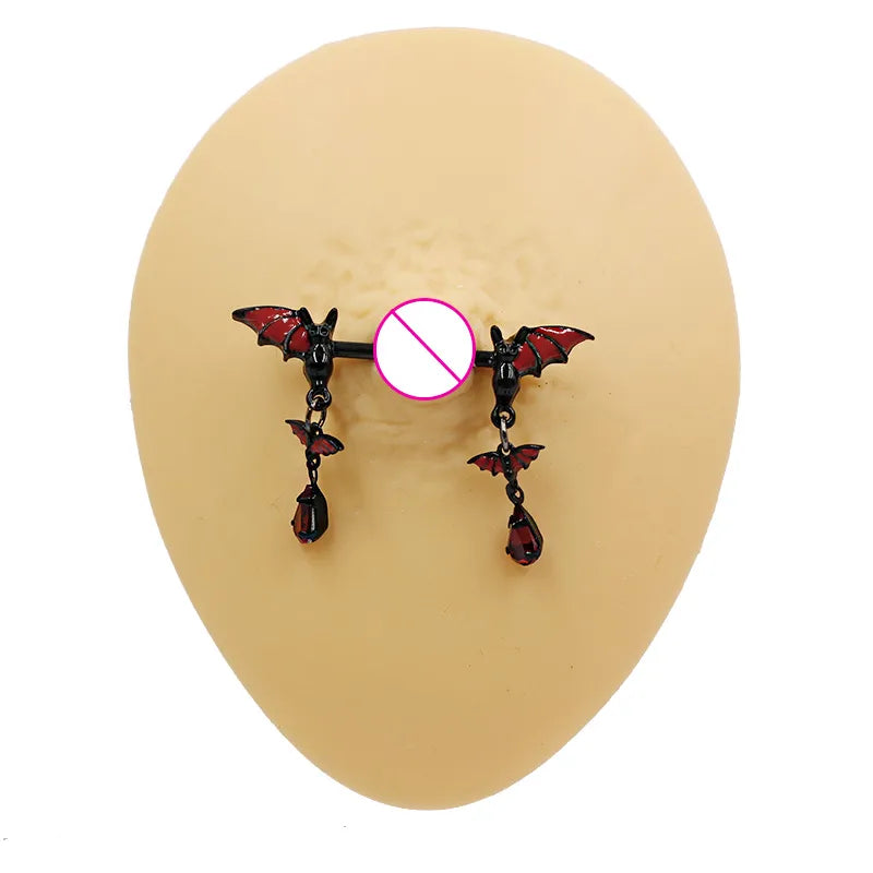 1 Piece Belly Rings Gothic Retro Wings Bat 316 Stainless Steel  Alloy Copper Epoxy Inlay Resin Glass White Gold Plated Ear Cartilage Rings & Studs Belly Rings Nose Rings & Studs