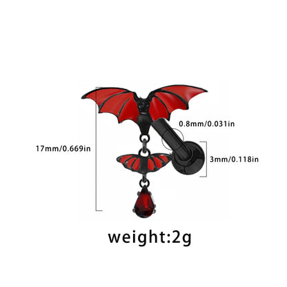 1 Piece Belly Rings Gothic Retro Wings Bat 316 Stainless Steel  Alloy Copper Epoxy Inlay Resin Glass White Gold Plated Ear Cartilage Rings & Studs Belly Rings Nose Rings & Studs