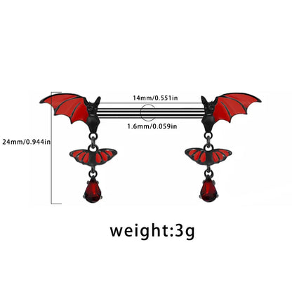 1 Piece Belly Rings Gothic Retro Wings Bat 316 Stainless Steel  Alloy Copper Epoxy Inlay Resin Glass White Gold Plated Ear Cartilage Rings & Studs Belly Rings Nose Rings & Studs