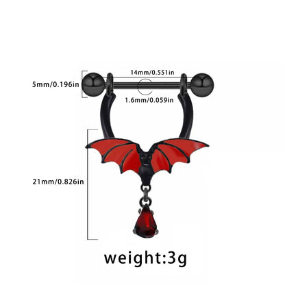 1 Piece Belly Rings Gothic Retro Wings Bat 316 Stainless Steel  Alloy Copper Epoxy Inlay Resin Glass White Gold Plated Ear Cartilage Rings & Studs Belly Rings Nose Rings & Studs