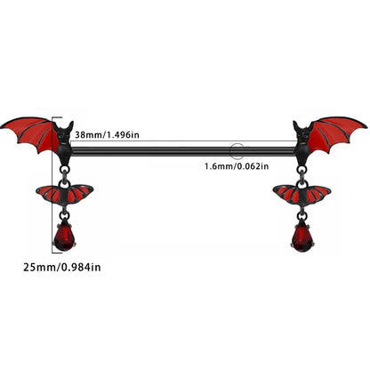 1 Piece Belly Rings Gothic Retro Wings Bat 316 Stainless Steel  Alloy Copper Epoxy Inlay Resin Glass White Gold Plated Ear Cartilage Rings & Studs Belly Rings Nose Rings & Studs