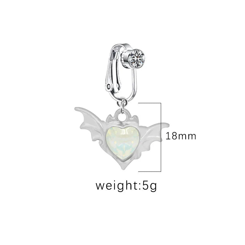 1 Piece Belly Rings IG Style Shiny Heart Shape Wings Stainless Steel Alloy Inlay Acrylic Glass White Gold Plated Gold Plated