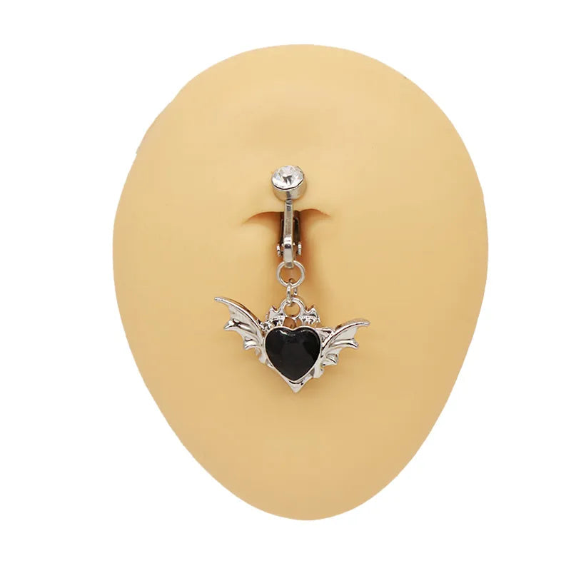 1 Piece Belly Rings IG Style Shiny Heart Shape Wings Stainless Steel Alloy Inlay Acrylic Glass White Gold Plated Gold Plated