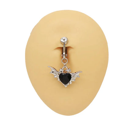 1 Piece Belly Rings IG Style Shiny Heart Shape Wings Stainless Steel Alloy Inlay Acrylic Glass White Gold Plated Gold Plated