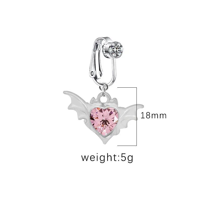 1 Piece Belly Rings IG Style Shiny Heart Shape Wings Stainless Steel Alloy Inlay Acrylic Glass White Gold Plated Gold Plated