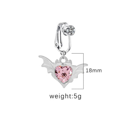 1 Piece Belly Rings IG Style Shiny Heart Shape Wings Stainless Steel Alloy Inlay Acrylic Glass White Gold Plated Gold Plated