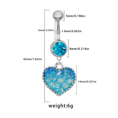 1 Piece Belly Rings Punk Simple Style Commute Heart Shape 316 Stainless Steel  Alloy Inlay Rhinestones White Gold Plated