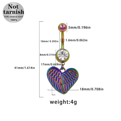 1 Piece Belly Rings Retro Funny Punk Star Heart Shape Butterfly 304 Stainless Steel 316 Stainless Steel  Alloy Asymmetrical Hollow Out Inlay Resin Glass Gold Plated Silver Plated